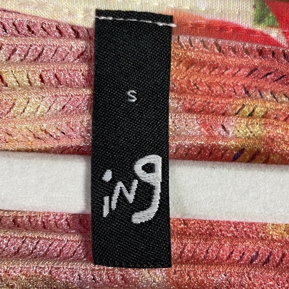 Ing Ladies Floral Beaded Top, Size Small, Orange Floral Multicolor - Picture 8 of 9